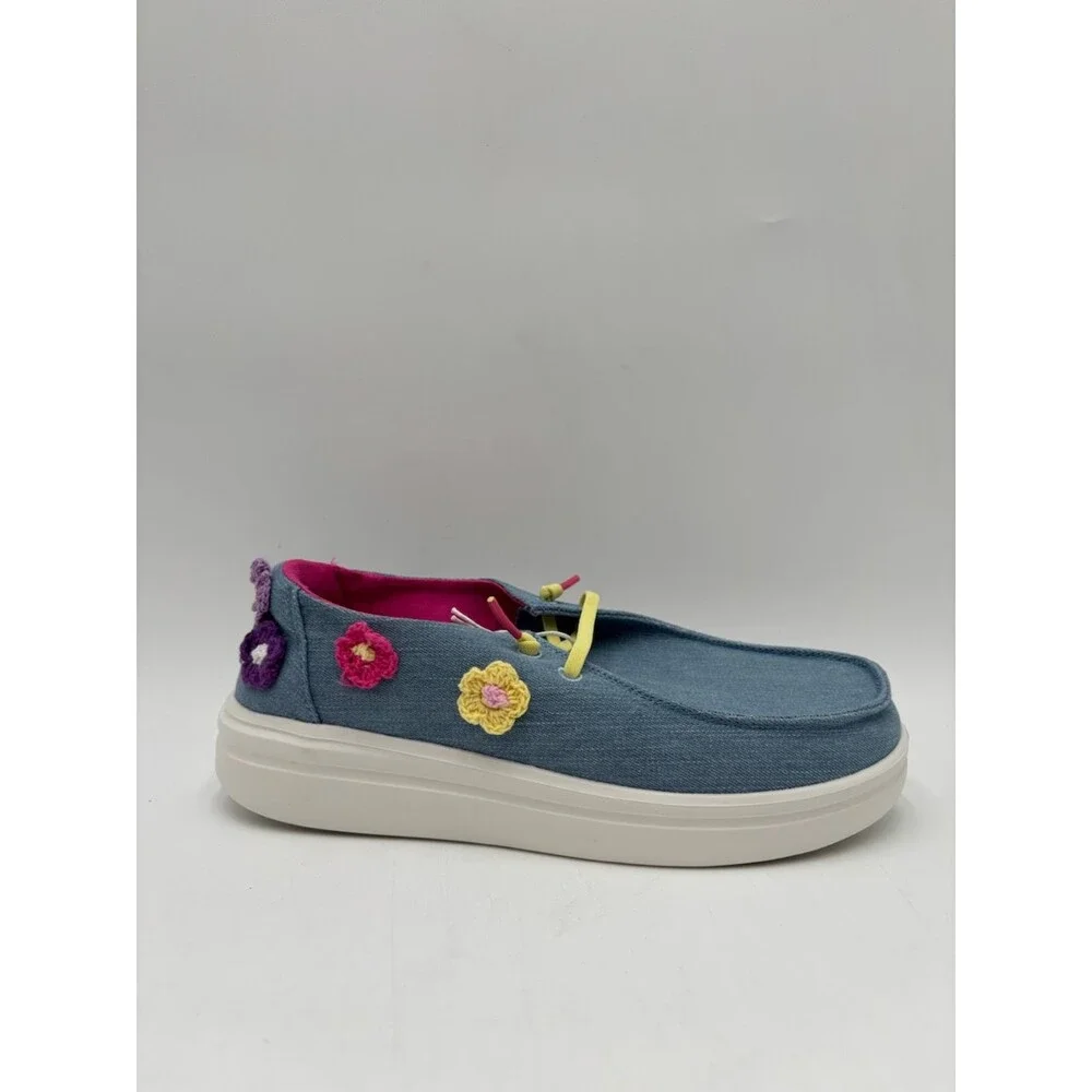 Hey Dude WENDY YOUTH RISE CROCHET DAHLIA Kids' NEW Sneaker Blue US Size Y6/L7